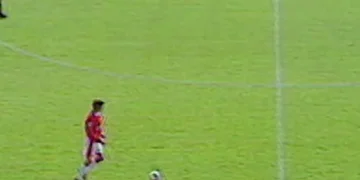 Premier League long range goals video featuring a footballer scoring from the halfway line